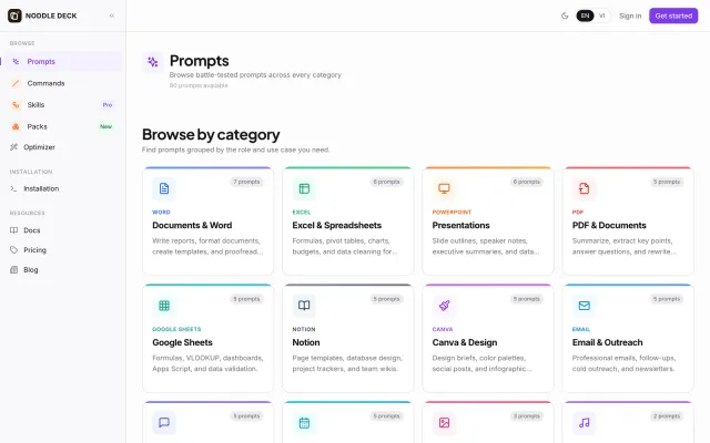 Prompts in Noddle Deck